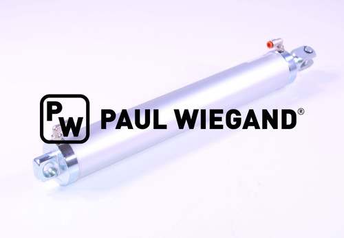 Pneumatikzylinder Bucher Municipal Cityfant 60/6000 Kehrgutbehälter Laubsieb komplett G1/8" / M12x1,25 KD: 50 KS: 20 Hub: 310 EBM: 459 doppeltwirkend  (68066054)