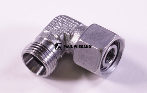 Racor codo con tuerca de unión DIN/ISO 2353/8434-1 12L (M18x1,5) galvanizado (68042302)