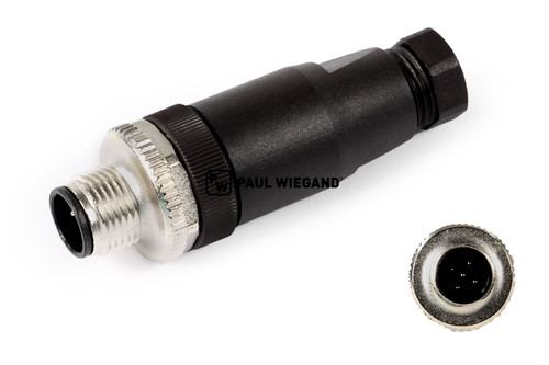 Conector redondo M12x1 de 5 polos recto "Tipo A" PG7 d: 4-6 personalizable (11980012)