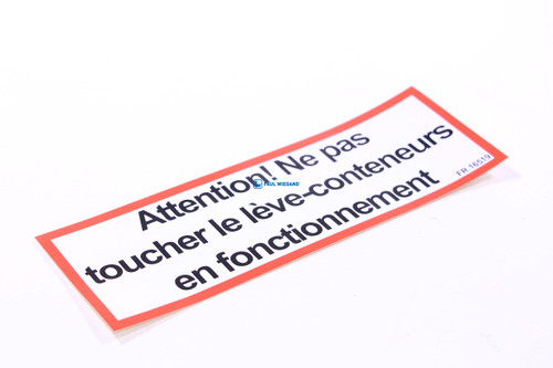 Etiqueta Terberg Lifter TCA-DE "Attention! Ne pas toucher le lève-conteneur en fonctionement" (10013430)