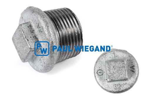 Verschlussschraube mit Außenvierkant R1" Temperguss verzinkt (90000701)