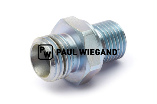 Einschraubverschraubung Bucher Municipal Citycat 5006 mit Drossel Hydraulikzylinder Hydraulikanlage G1/4"-8L (M14x1,5) verzinkt (68800761)