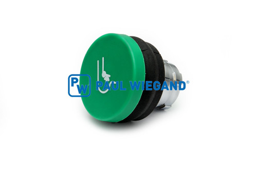 Pulsador Faun Variopress serie ZB2 "Presionar placa abierta" verde (01022164)
