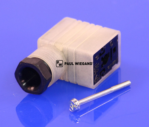 Conector de válvula con LED "Hirschmann" ISO 6952 b: 10 2 polos + PE 24VAC/DC tipo "B" (01077223)