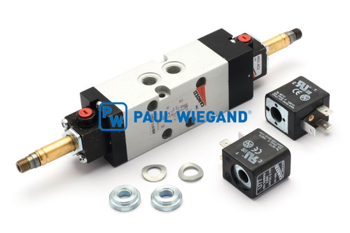 Pneumatikventil Norba L500 mit Magnetspule Behälterrückhaltung 24VDC 5/3 Wege (17040011)
