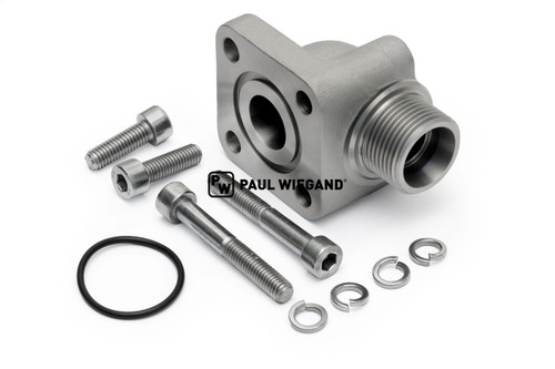 Racor roscado con brida para bomba hidráulica Faun DIN 3901/3902 20S (M30x2) LK: 55, en ángulo de 90° (01017296)
