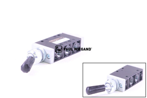 Válvula direccional Faun Viatec Viajet 6-7 Sistema neumático Válvula de mariposa de aspiración trasera G1/8" 5/2 vías de accionamiento manual (61034316)