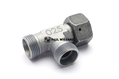 Pieza en T Terberg con tuerca de unión DIN/ISO 2353/8434-4 15L (M22x1,5) galvanizada (10013179)