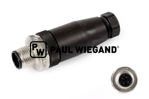Conector redondo M12x1 (PG7) recto de 4 polos con codificación A, ensamblable (93001580)