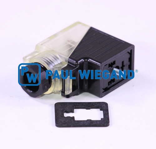 Conector de válvula con LED b: 10 2 polos + PE 24VAC/DC tipo "B" (25030053)