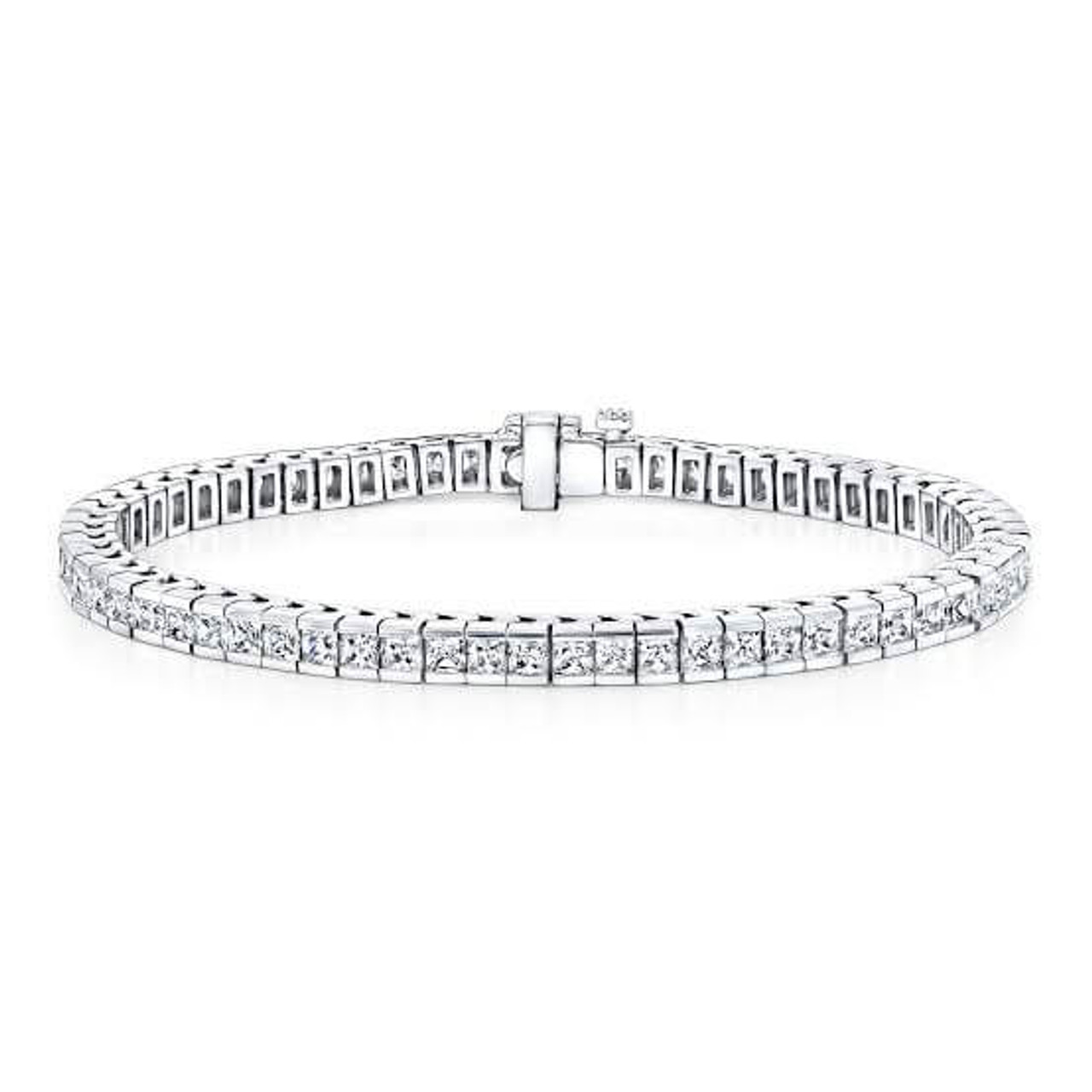 Tiffany T princess-cut diamond square bracelet in 18k white gold, large. |  Tiffany & Co.