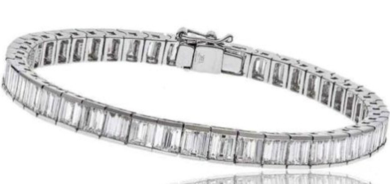 Baguette Diamond Bracelet, Diamond Bangle Bracelet, 18K White Gold Diamond  Bangle 1.89 Carats - Etsy Israel