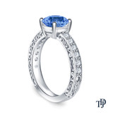 14K White Gold Detailed Scroll Timeless Accents Engagement Ring Blue Sapphire Side View