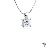 Four Prong Princess Cut Solitaire Diamond Pendant Necklace