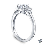 White Gold Floral Petal Design Diamond Engagement Ring with Center Diamond Side View