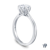 White Gold Solitaire Ring Claw Prong Flower Petal Basket Design with Center Diamond Top View