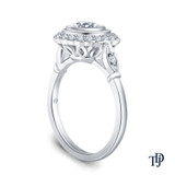 14K White Gold Halo Accents With Intricate Milgrain Design Setting 0.25ct Center Diamond Side View