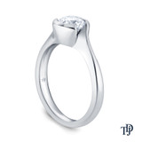 14K White Gold Cascade Waves Style Engagement Ring 0.25ct Center Diamond Top View