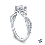14K White Gold A Vine Inspired Marquise and Round Bud Diamond Engagement Ring Semi Mount Side View