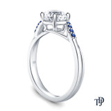 14K White Gold Delicate Tapered Pave Sapphire Engagement Ring Semi Mount Side View