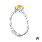 14K White Gold A Contemporary Interwine Ribbon Diamond Solitaire Ring Yellow Sapphire Side View