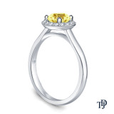 14K White Gold Flower Inspired Halo Accents Engagement Ring Yellow Sapphire Side View