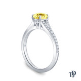 14K White Gold Diamond Accents Set in a Split Shank Setting Yellow Sapphire Side View