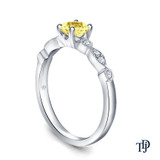 14K White Gold A Marquise Style Setting With Detailed Milgrain Yellow Sapphire Side View