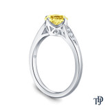 14K White Gold Milgrain Detail Flower Diamond Engagement Ring Yellow Sapphire Side View