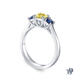 14K White Gold Sapphire Side Stones Three Stone Engagement Ring Yellow Sapphire Side View