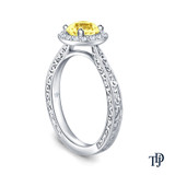 14K White Gold Antique Scroll Halo Style Engagement Ring Yellow Sapphire Side View