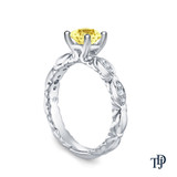 14K White Gold Unique Marquise Design Engagement Ring Yellow Sapphire Side View