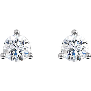 Three Prong Martini Classic Round Cut Diamond Stud Earrings