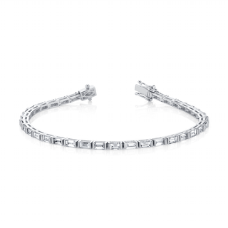 Bar Set Baguette Tennis Bracelet White Gold