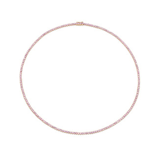 CLASSIC 4 PRONG PINK SAPPHIRE TENNIS NECKLACE