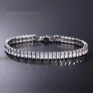 North South Prong Set baguette diamonds tennis bracelet black bg