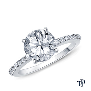 Half Way Accents Diamond Engagement Ring with Center Diamond Top View White Gold