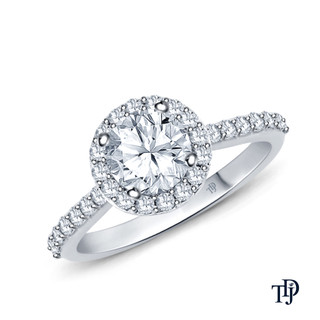 14K White Gold A Beautiful Halo Diamond Engagement Ring Semi Mount Top View