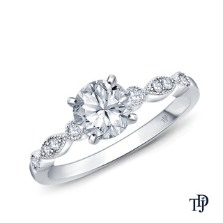 14K White Gold A Marquise Style Setting With Detailed Milgrain Semi Mount Top View