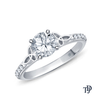 14K White Gold Love Knot With Side Accents Ring Semi Mount Top View