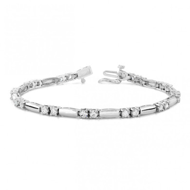 2.25ctw Metal Bar And Dual Round Setting Diamond Tennis Bracelet