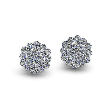 Cluster Design Diamond Stud Earrings