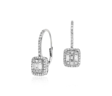 Baguette Illusion Setting Diamond Dangle Earrings