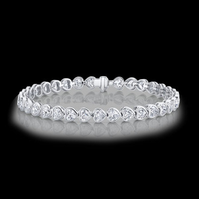 Heart Style Bezel Set Heart Diamond Tennis Bracelet