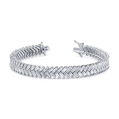 Zipper Chain Style Baguette Diamond Tennis Bracelet White Gold