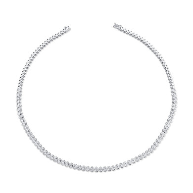 BEZELED OVAL DIAMOND AND METAL LINK TENNIS NECKLACE