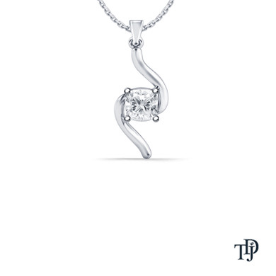 Spiral Shaped Solitaire Round Diamond Pendant Necklace