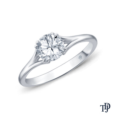 White Gold A Contemporary Interwine Ribbon Diamond Solitaire Ring with Center Diamond Top View