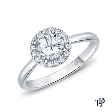 14K White Gold Flower Inspired Halo Accents Engagement Ring Semi Mount Top View