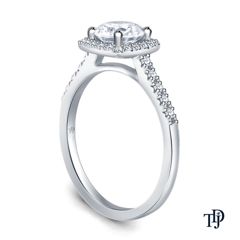 Square Halo Diamond Engagement Ring Semi Mount in 14k White Gold Side View